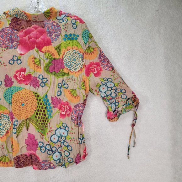 Y2K Caviar Mother of Pearl Floral Collar Maximalist Ruffle Sleeve Button Blouse - Picture 9 of 12